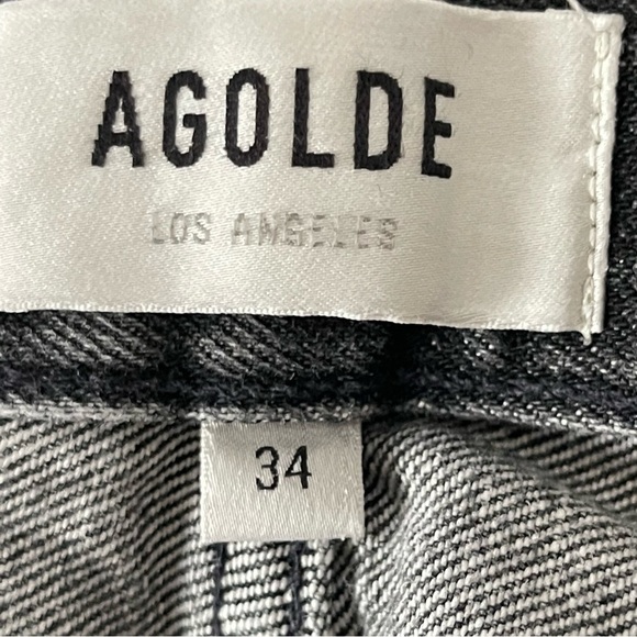 ❌SOLD❌ Agolde 90's Mid Rise Loose Fit High Rise Washed Black Denim Jeans size 34 - Picture 16 of 16